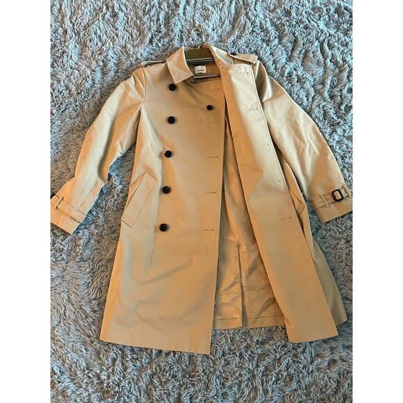 Burberry Womens Double-Breasted Trench Coat Cotton & Polyester Beige